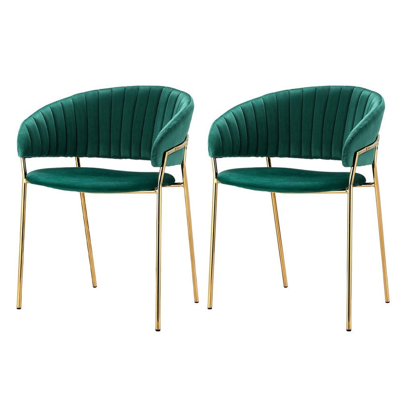 Artiss Dining Chairs Green Velvet Upholstered Set Of 2 Dalia - Furniture > Bar Stools & Chairs - Rivercity House & Home Co. (ABN 18 642 972 209) - Affordable Modern Furniture Australia