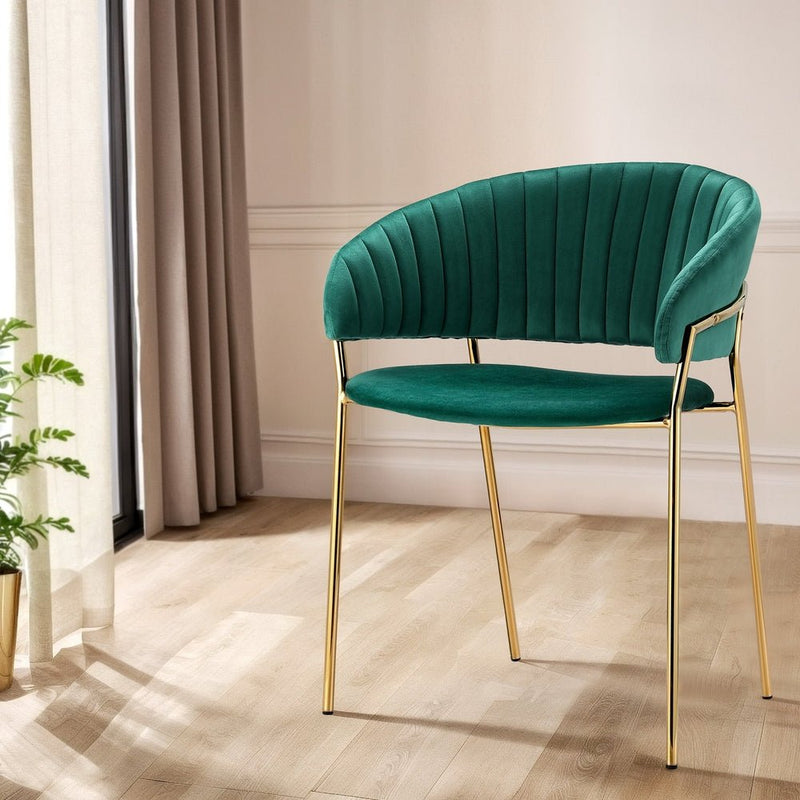 Artiss Dining Chairs Green Velvet Upholstered Set Of 2 Dalia - Furniture > Bar Stools & Chairs - Rivercity House & Home Co. (ABN 18 642 972 209) - Affordable Modern Furniture Australia