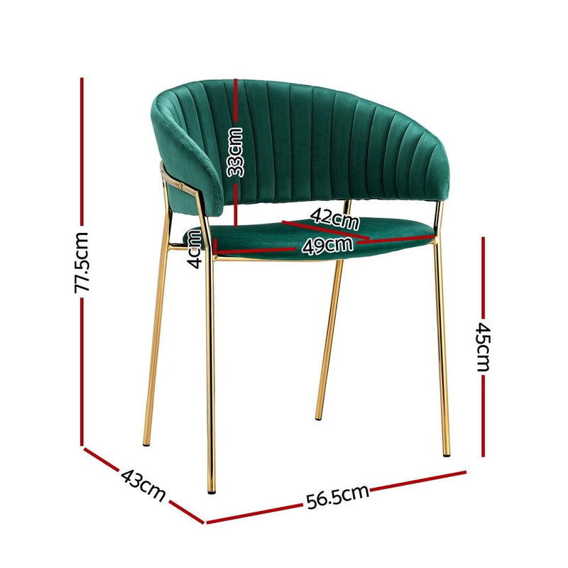 Artiss Dining Chairs Green Velvet Upholstered Set Of 2 Dalia - Furniture > Bar Stools & Chairs - Rivercity House & Home Co. (ABN 18 642 972 209) - Affordable Modern Furniture Australia