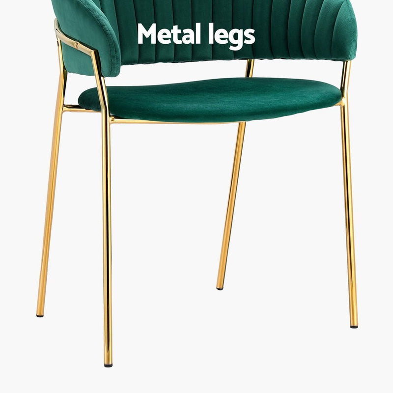 Artiss Dining Chairs Green Velvet Upholstered Set Of 2 Dalia - Furniture > Bar Stools & Chairs - Rivercity House & Home Co. (ABN 18 642 972 209) - Affordable Modern Furniture Australia