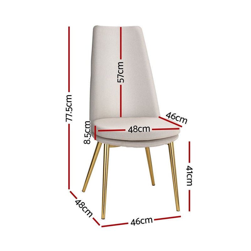 Artiss Dining Chairs High-back Beige Set of 2 Sunnie - Furniture > Bar Stools & Chairs - Rivercity House & Home Co. (ABN 18 642 972 209) - Affordable Modern Furniture Australia