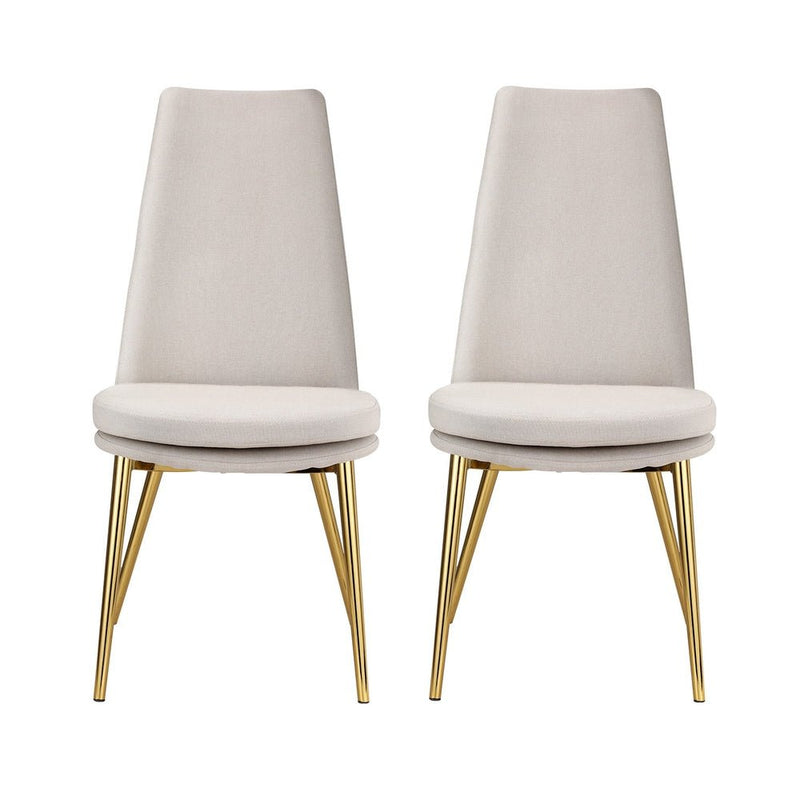 Artiss Dining Chairs High-back Beige Set of 2 Sunnie - Furniture > Bar Stools & Chairs - Rivercity House & Home Co. (ABN 18 642 972 209) - Affordable Modern Furniture Australia