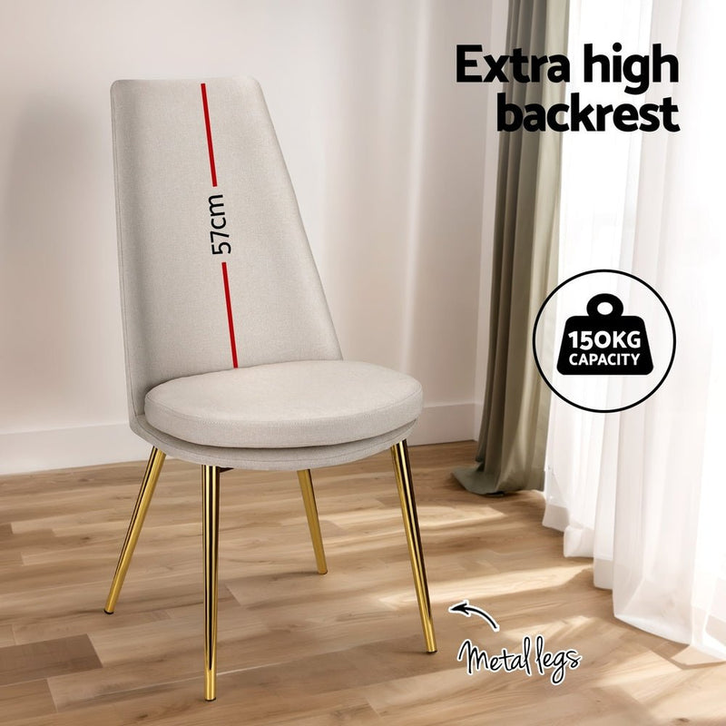 Artiss Dining Chairs High-back Beige Set of 2 Sunnie - Furniture > Bar Stools & Chairs - Rivercity House & Home Co. (ABN 18 642 972 209) - Affordable Modern Furniture Australia