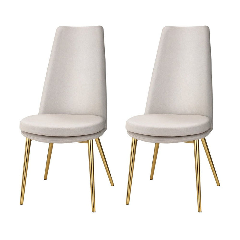 Artiss Dining Chairs High-back Beige Set of 2 Sunnie - Furniture > Bar Stools & Chairs - Rivercity House & Home Co. (ABN 18 642 972 209) - Affordable Modern Furniture Australia