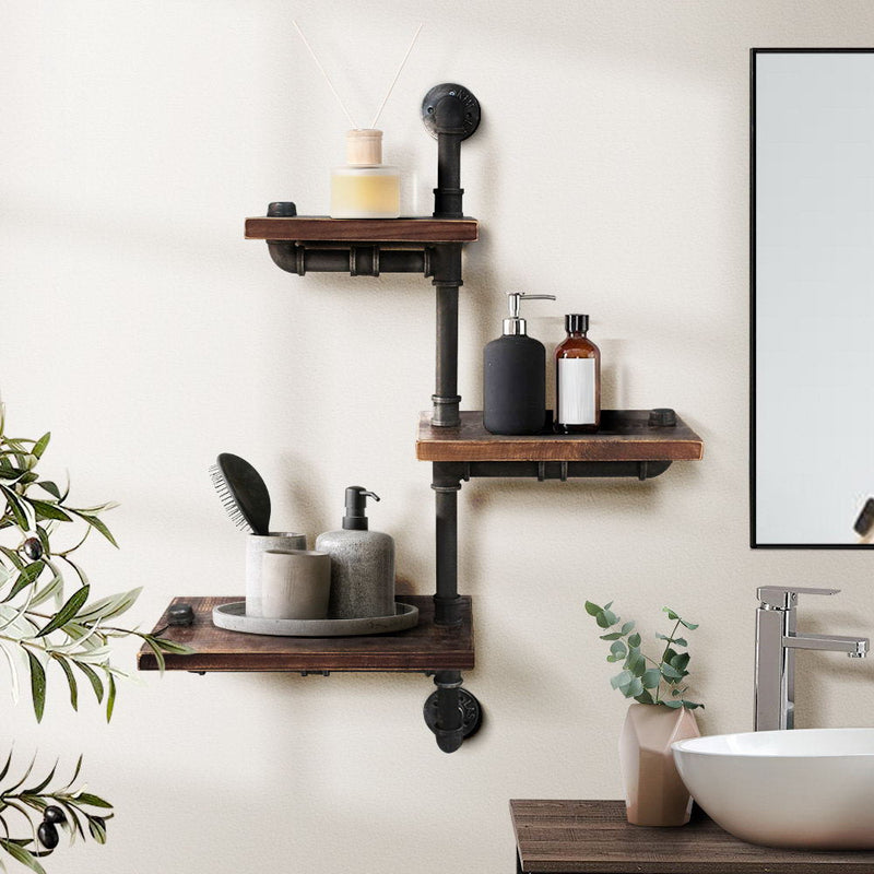 Rustic DIY Pipe Display Shelves - Furniture > Living Room - Rivercity House & Home Co. (ABN 18 642 972 209) - Affordable Modern Furniture Australia