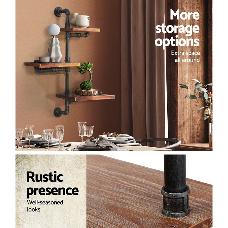 Rustic DIY Pipe Display Shelves - Furniture > Living Room - Rivercity House & Home Co. (ABN 18 642 972 209) - Affordable Modern Furniture Australia