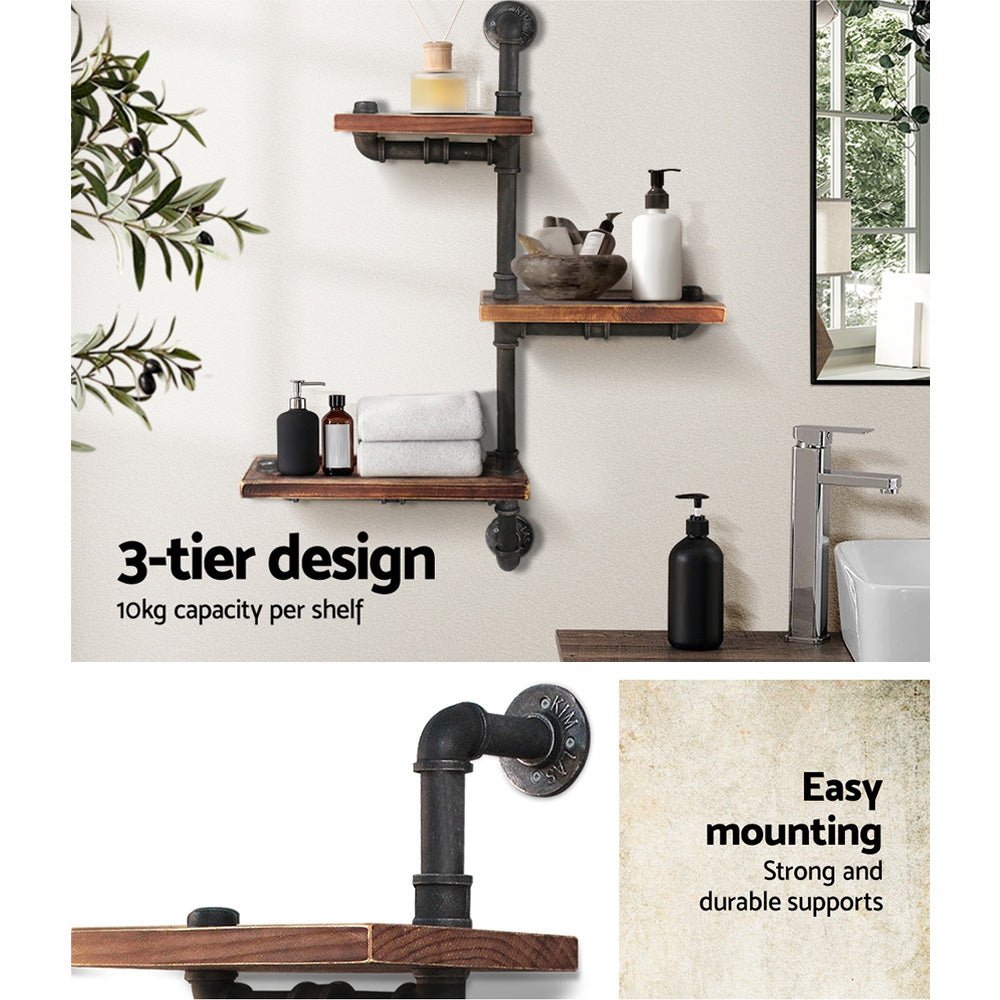 Rustic DIY Pipe Display Shelves - Furniture > Living Room - Rivercity House & Home Co. (ABN 18 642 972 209) - Affordable Modern Furniture Australia