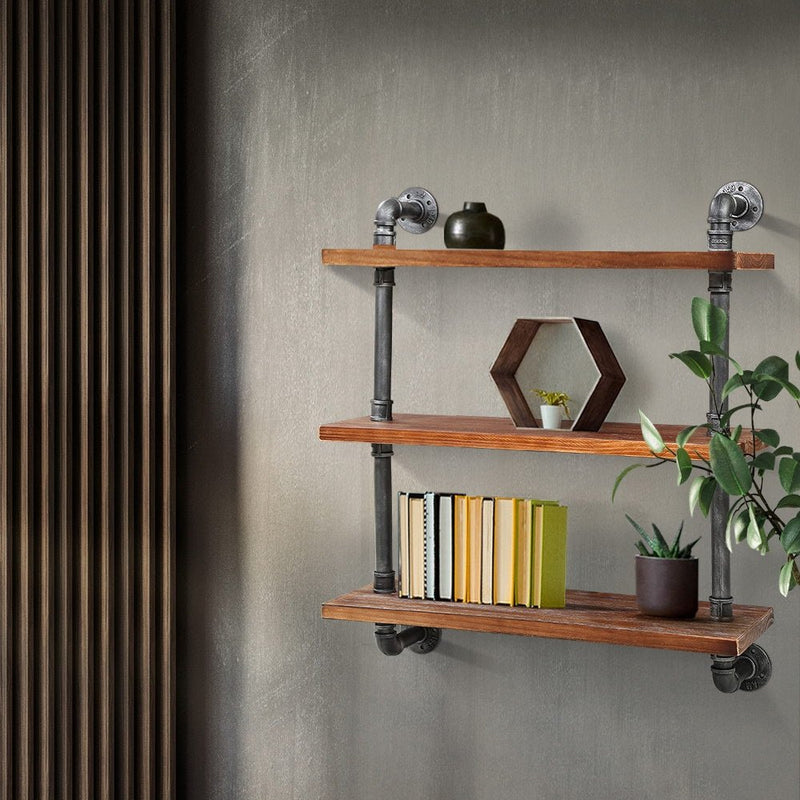 3 Level Rustic Industrial DIY Pipe Shelf Display Wall Bookshelf Vintage - Furniture > Living Room - Rivercity House & Home Co. (ABN 18 642 972 209) - Affordable Modern Furniture Australia