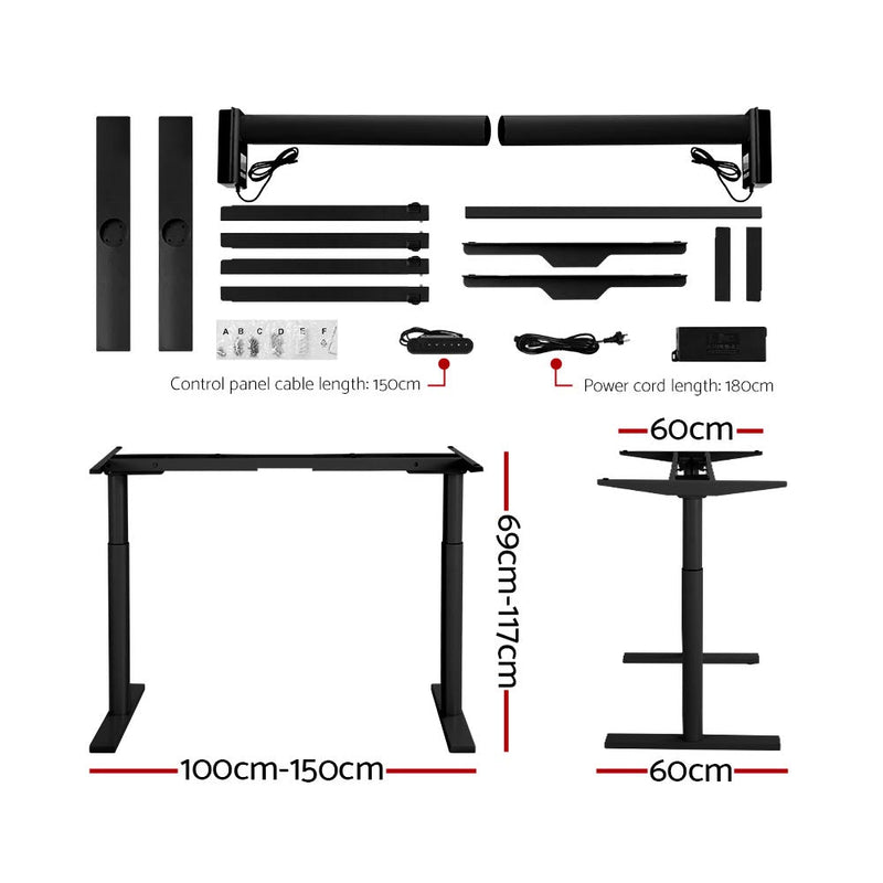 Artiss Electric Standing Desk Adjustable Sit Stand Desks Black White 140cm - Furniture > Office - Rivercity House & Home Co. (ABN 18 642 972 209)