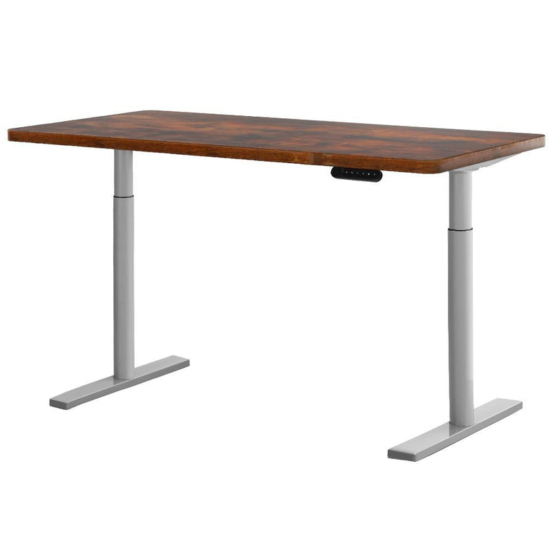 Electric Standing Desk Adjustable Sit Stand Desks Grey Brown 140cm - Furniture > Office - Rivercity House & Home Co. (ABN 18 642 972 209) - Affordable Modern Furniture Australia