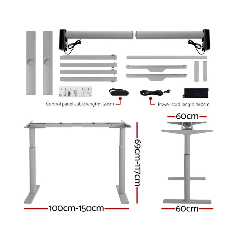 Electric Standing Desk Adjustable Sit Stand Desks Grey Brown 140cm - Furniture > Office - Rivercity House & Home Co. (ABN 18 642 972 209) - Affordable Modern Furniture Australia