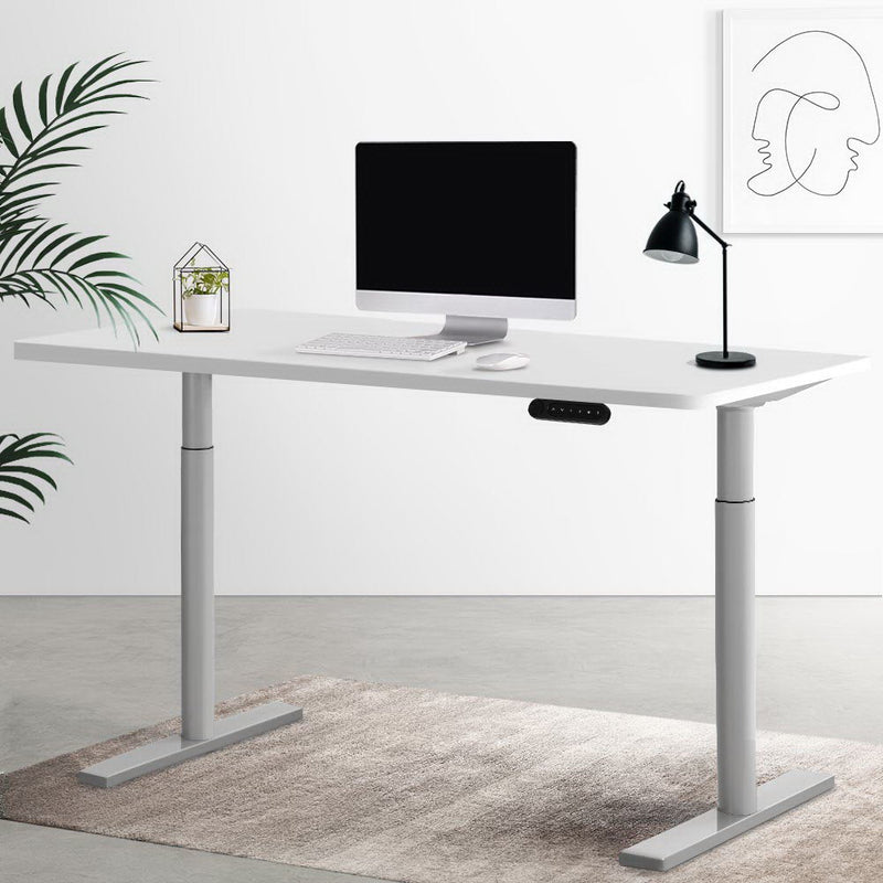 Artiss Electric Standing Desk Adjustable Sit Stand Desks Grey White 140cm - Furniture > Office - Rivercity House & Home Co. (ABN 18 642 972 209)