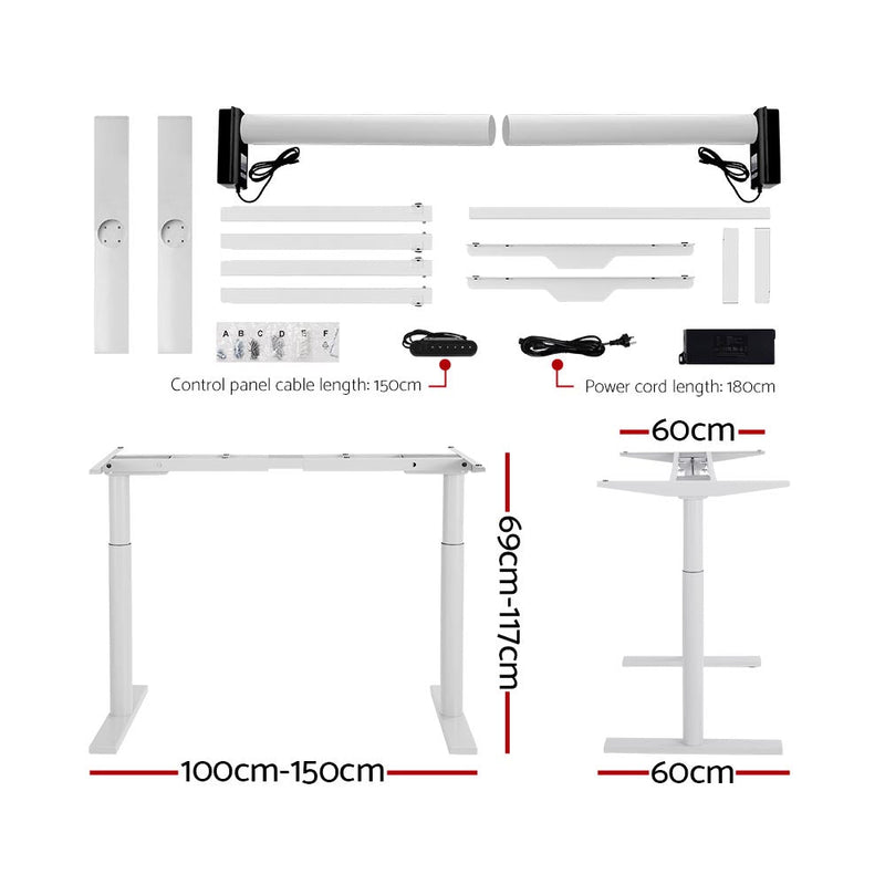 Artiss Electric Standing Desk Adjustable Sit Stand Desks White Black 140cm - Furniture > Office - Rivercity House & Home Co. (ABN 18 642 972 209)