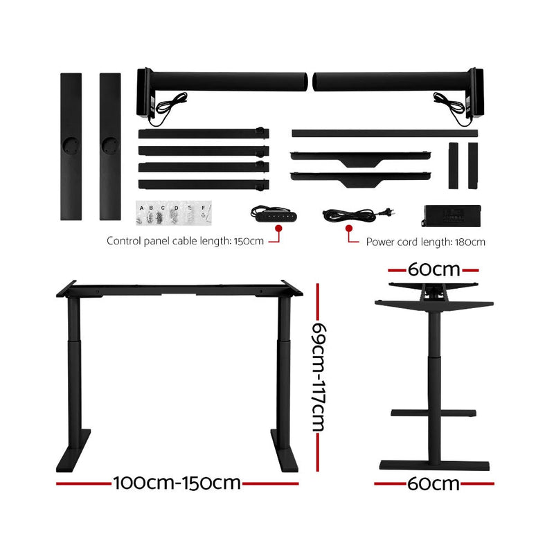 Electric Standing Desk Height Adjustable Sit Stand Desks Black Oak 140cm - Furniture > Office - Rivercity House & Home Co. (ABN 18 642 972 209) - Affordable Modern Furniture Australia