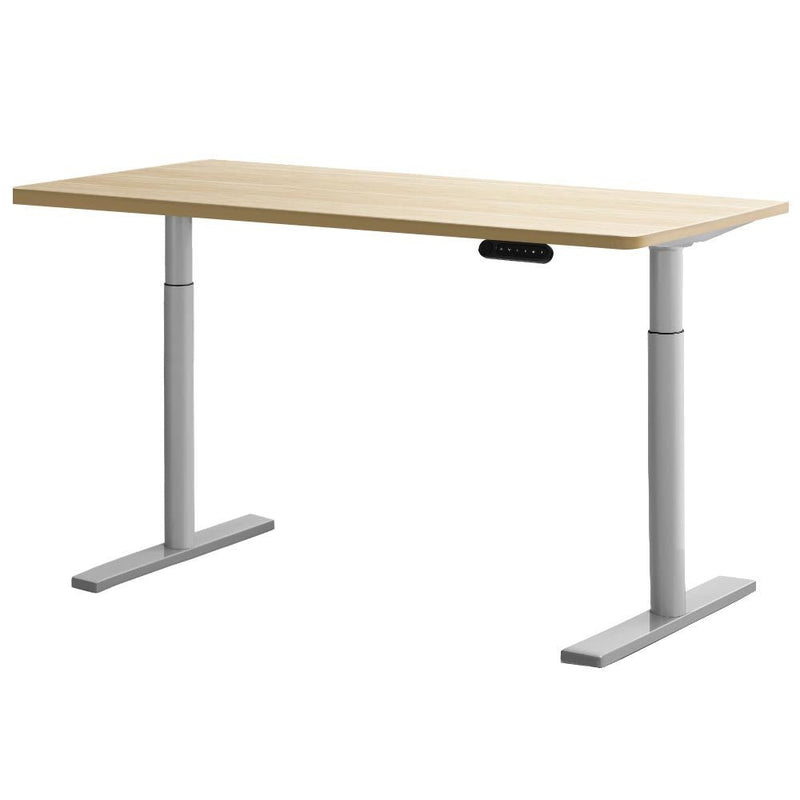 Electric Standing Desk Height Adjustable Sit Stand Desks Grey Oak 140cm - Furniture > Office - Rivercity House & Home Co. (ABN 18 642 972 209) - Affordable Modern Furniture Australia