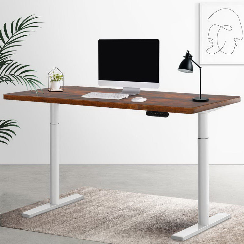 Artiss Electric Standing Desk Height Adjustable Sit Stand Desks White Brown - Furniture > Office - Rivercity House & Home Co. (ABN 18 642 972 209)