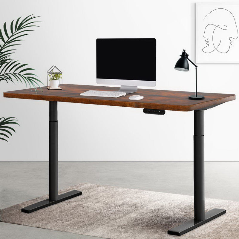 Artiss Electric Standing Desk Motorised Adjustable Sit Stand Desks Black Brown - Furniture > Office - Rivercity House & Home Co. (ABN 18 642 972 209)