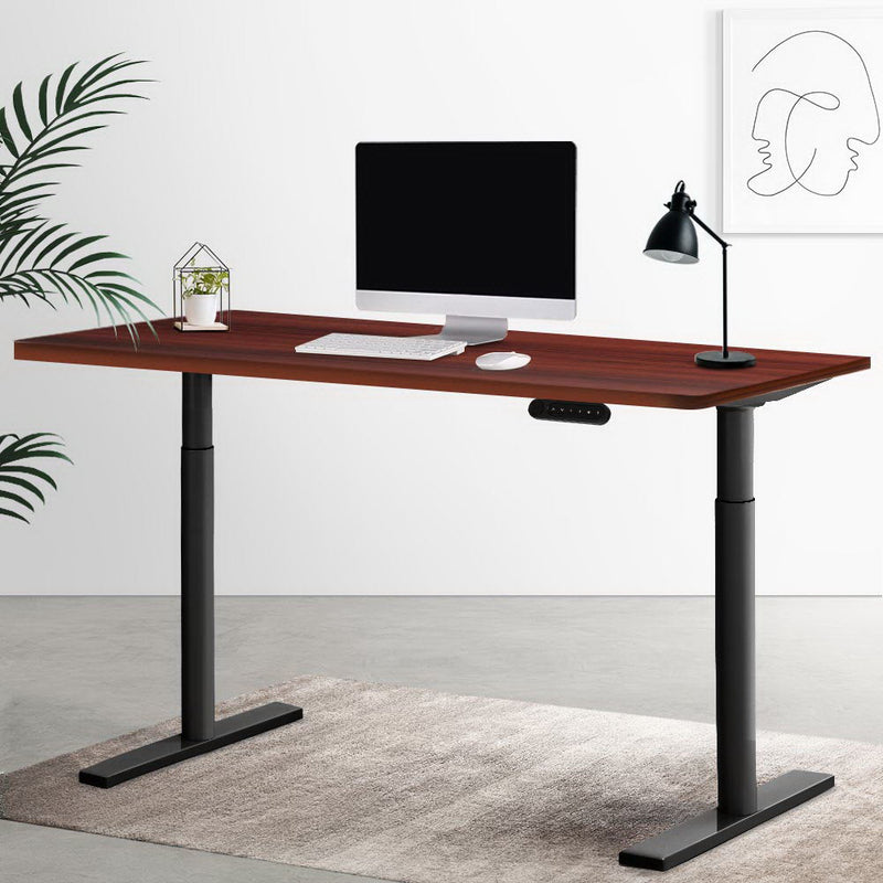 Artiss Electric Standing Desk Motorised Adjustable Sit Stand Desks Black Walnut - Furniture > Office - Rivercity House & Home Co. (ABN 18 642 972 209)