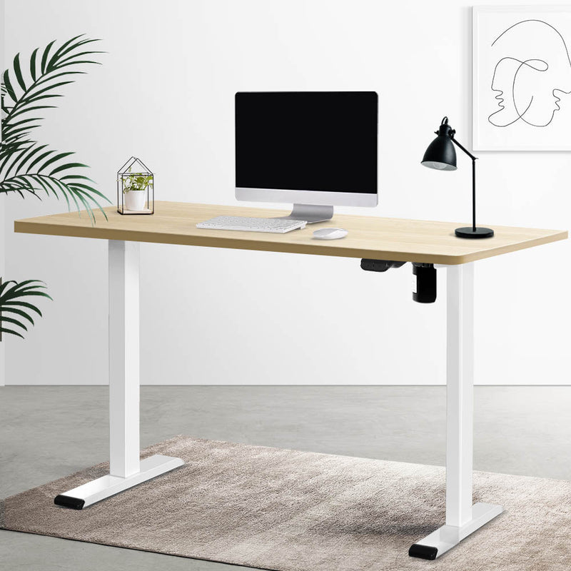 Artiss Electric Standing Desk Motorised Adjustable Sit Stand Desks White Oak - Furniture > Office - Rivercity House & Home Co. (ABN 18 642 972 209)