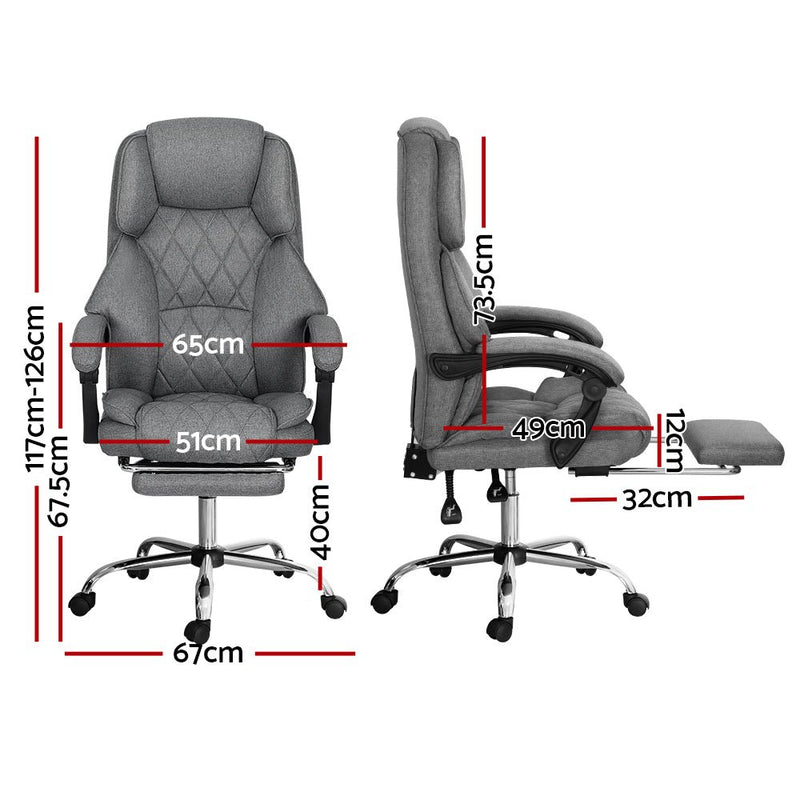 Executive Office Chair Fabric Footrest Grey - Furniture > Bar Stools & Chairs - Rivercity House & Home Co. (ABN 18 642 972 209) - Affordable Modern Furniture Australia