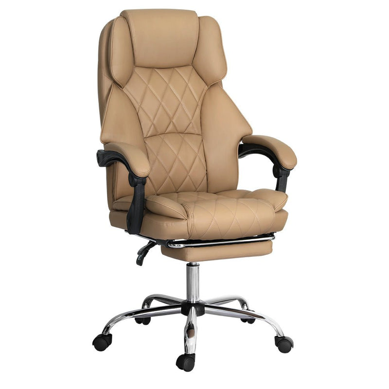 Executive Office Chair Leather Footrest Espresso - Furniture > Bar Stools & Chairs - Rivercity House & Home Co. (ABN 18 642 972 209) - Affordable Modern Furniture Australia