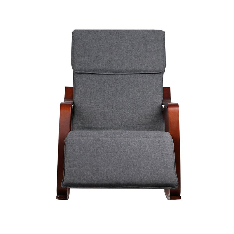 Artiss Fabric Rocking Armchair with Adjustable Footrest - Charcoal - Furniture > Living Room - Rivercity House & Home Co. (ABN 18 642 972 209)