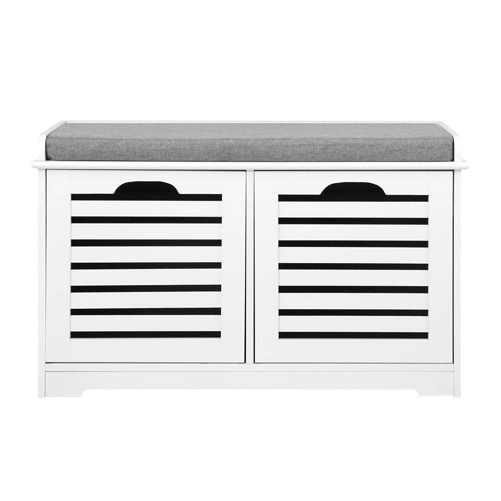 Fabric Shoe Bench with Drawers - White & Grey - Furniture > Living Room - Rivercity House & Home Co. (ABN 18 642 972 209) - Affordable Modern Furniture Australia
