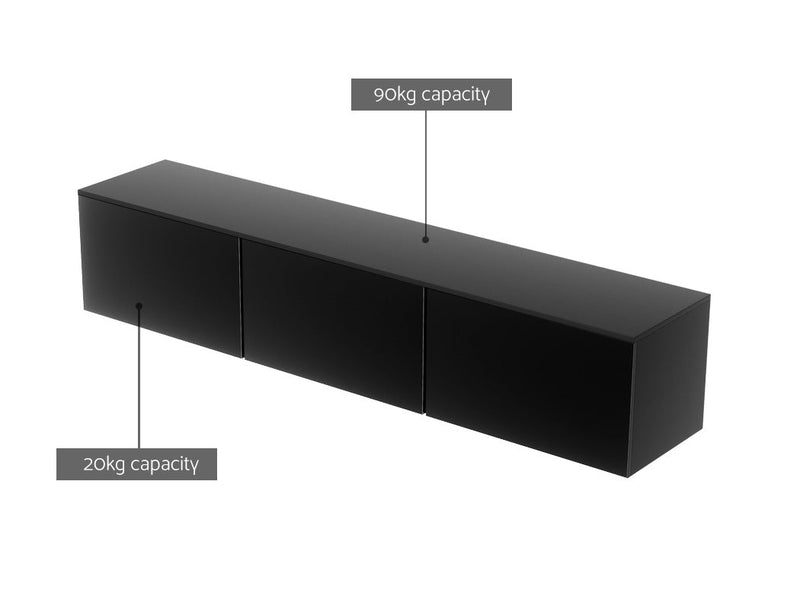 Artiss Floating Entertainment Unit TV Cabinet High Glossy Black 3 Cabinets 200CM - Furniture > Living Room - Rivercity House & Home Co. (ABN 18 642 972 209)