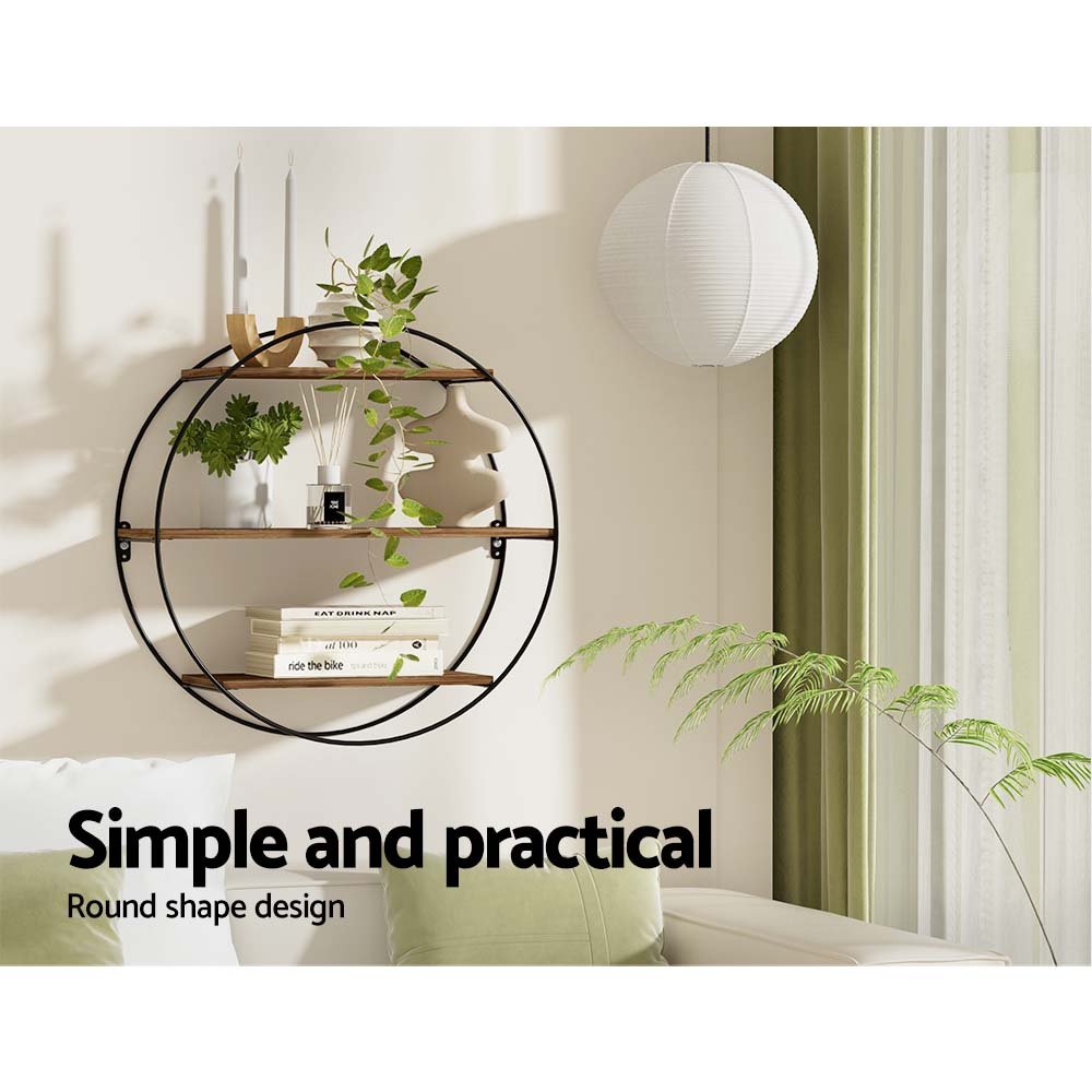 Artiss Floating Wall Shelf Round 3-Tier - Home & Garden > Storage - Rivercity House & Home Co. (ABN 18 642 972 209) - Affordable Modern Furniture Australia