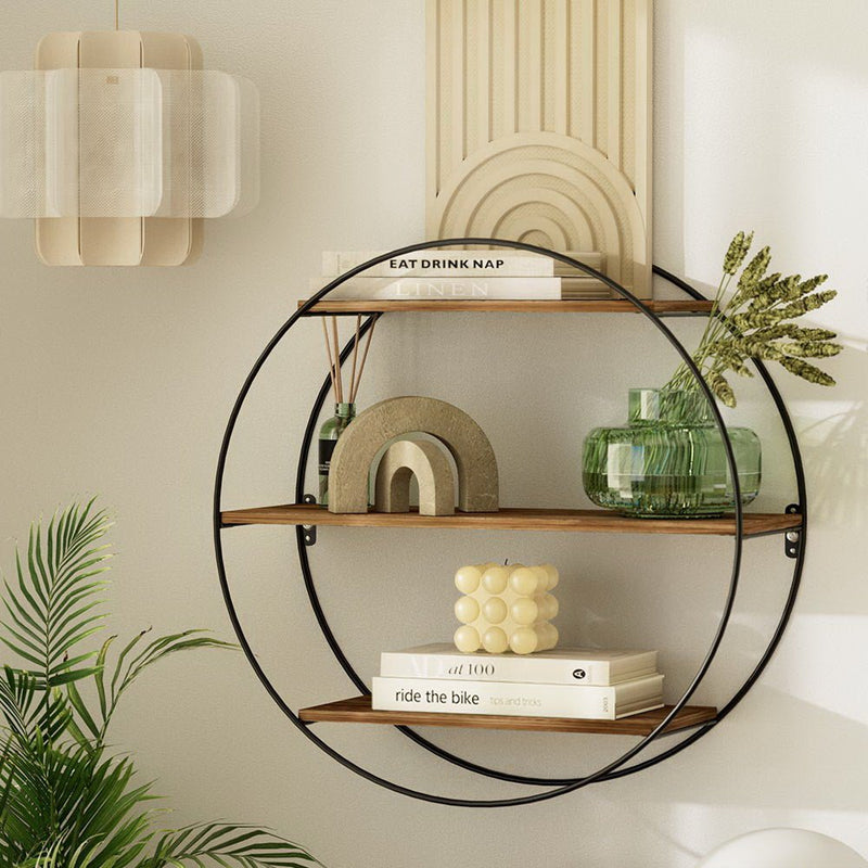 Artiss Floating Wall Shelf Round 3-Tier - Home & Garden > Storage - Rivercity House & Home Co. (ABN 18 642 972 209) - Affordable Modern Furniture Australia