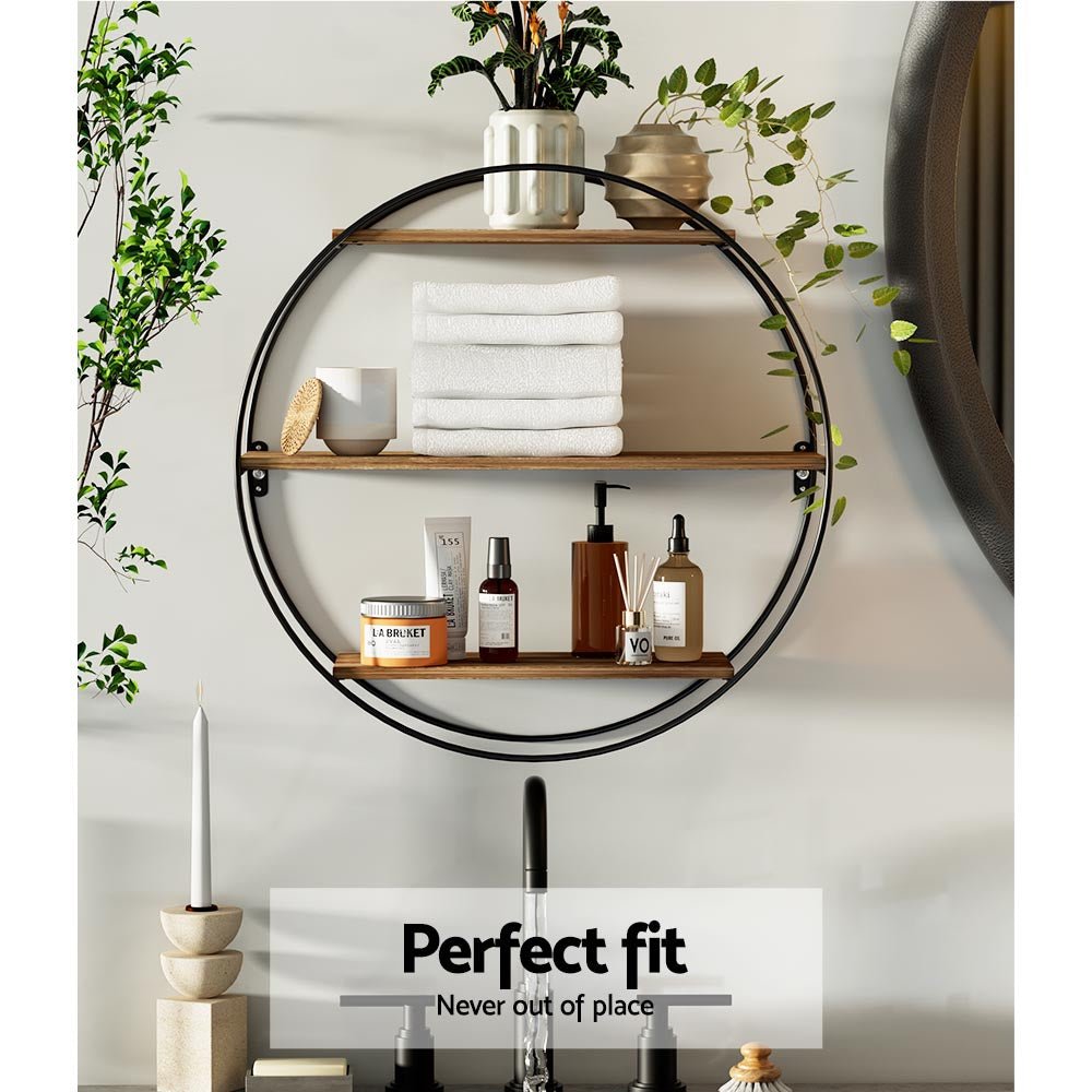Artiss Floating Wall Shelf Round 3-Tier - Home & Garden > Storage - Rivercity House & Home Co. (ABN 18 642 972 209) - Affordable Modern Furniture Australia