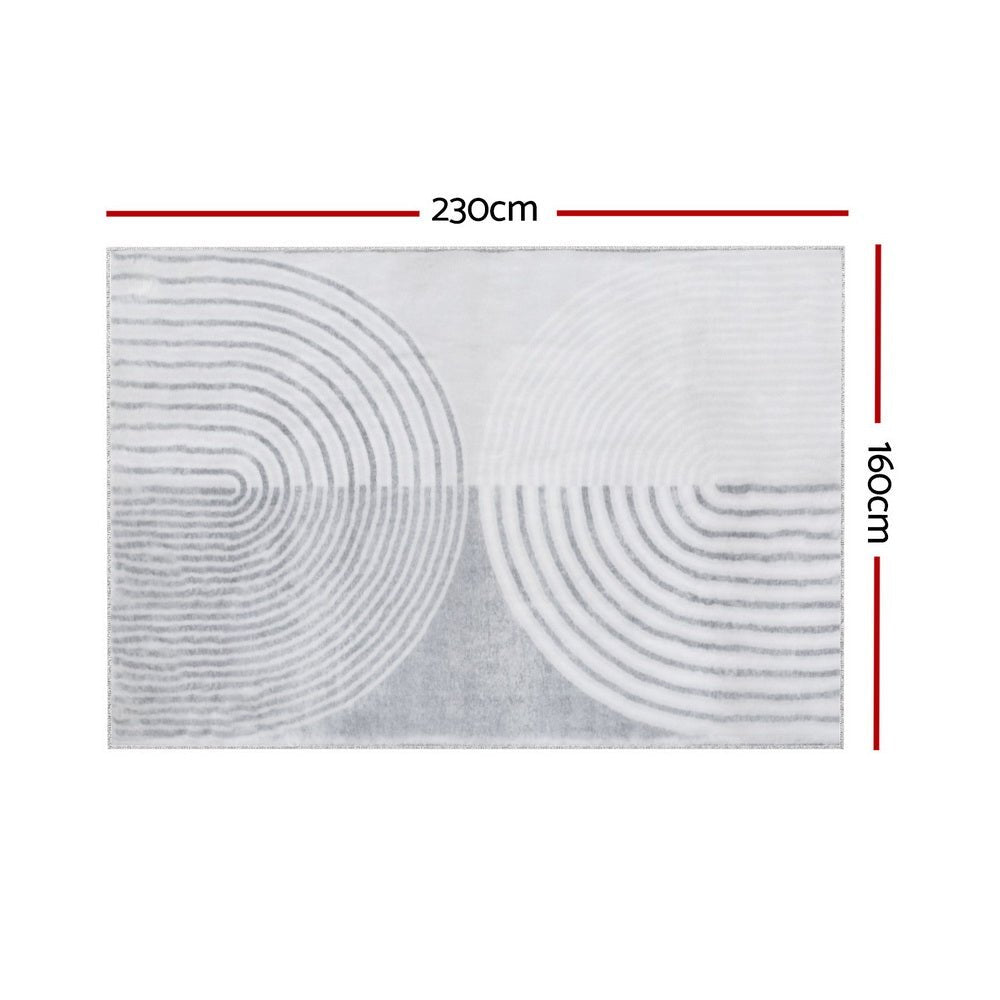 Cyril Floor Rug 160x230cm Faux Rabbit Fur Style - White & Grey - Home & Garden > Rugs - Rivercity House & Home Co. (ABN 18 642 972 209) - Affordable Modern Furniture Australia