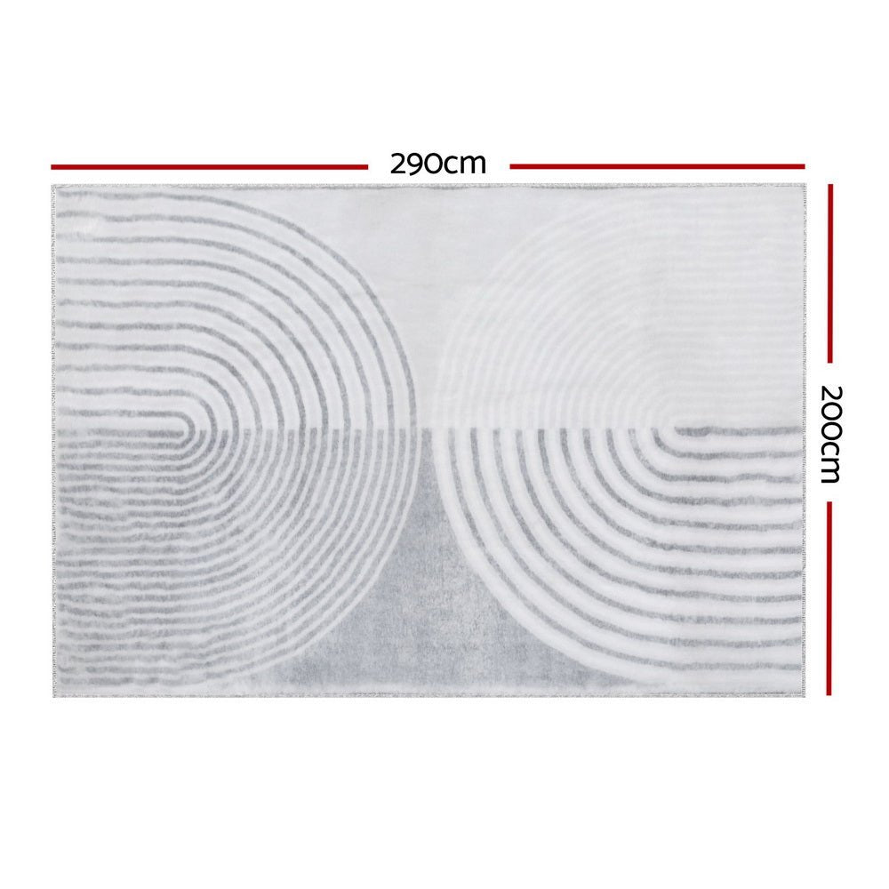 Cyril Floor Rug 200x290cm Faux Rabbit Fur Style - White & Grey - Home & Garden > Rugs - Rivercity House & Home Co. (ABN 18 642 972 209) - Affordable Modern Furniture Australia