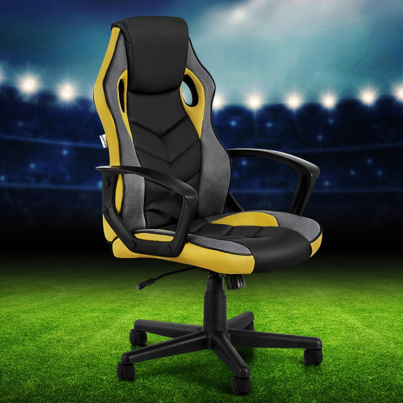 Gaming Office Chair Computer Executive Racing Chairs High Back Yellow - Furniture > Office - Rivercity House & Home Co. (ABN 18 642 972 209) - Affordable Modern Furniture Australia