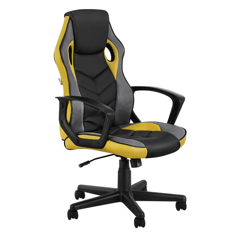Artiss Gaming Office Chair Computer Executive Racing Chairs High Back Yellow - Furniture > Office - Rivercity House & Home Co. (ABN 18 642 972 209)
