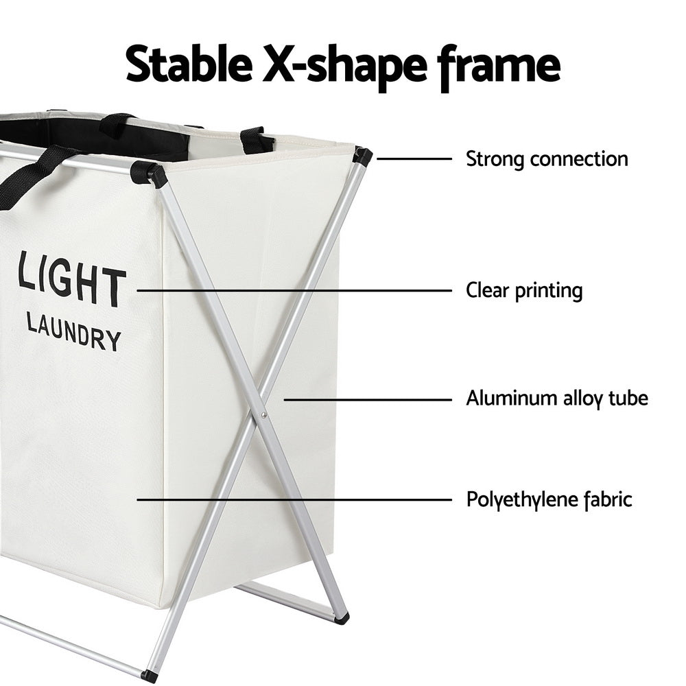 Large Foldable 2 Section Laundry Basket Hamper - Furniture > Bathroom - Rivercity House & Home Co. (ABN 18 642 972 209) - Affordable Modern Furniture Australia