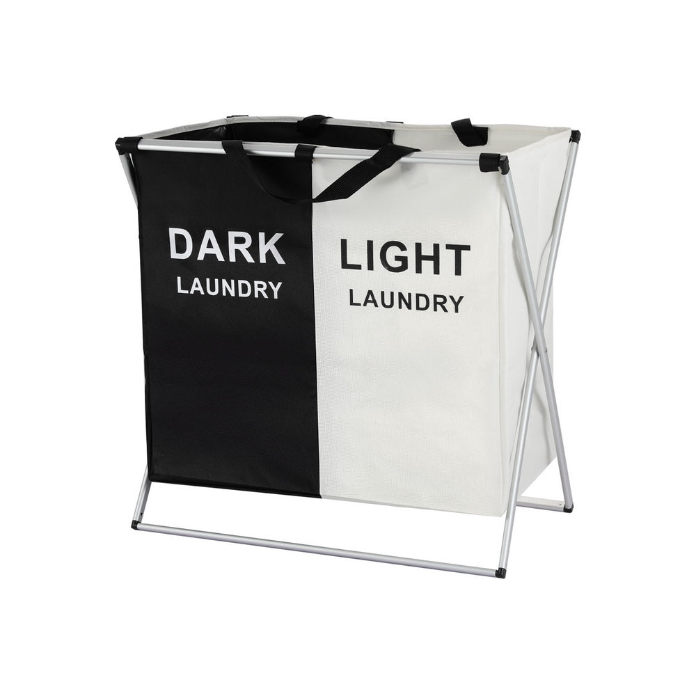 Large Foldable 2 Section Laundry Basket Hamper - Furniture > Bathroom - Rivercity House & Home Co. (ABN 18 642 972 209) - Affordable Modern Furniture Australia