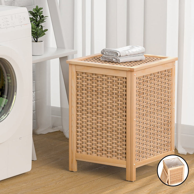 Rattan Style Laundry Hamper Organiser - Furniture > Bathroom - Rivercity House & Home Co. (ABN 18 642 972 209) - Affordable Modern Furniture Australia