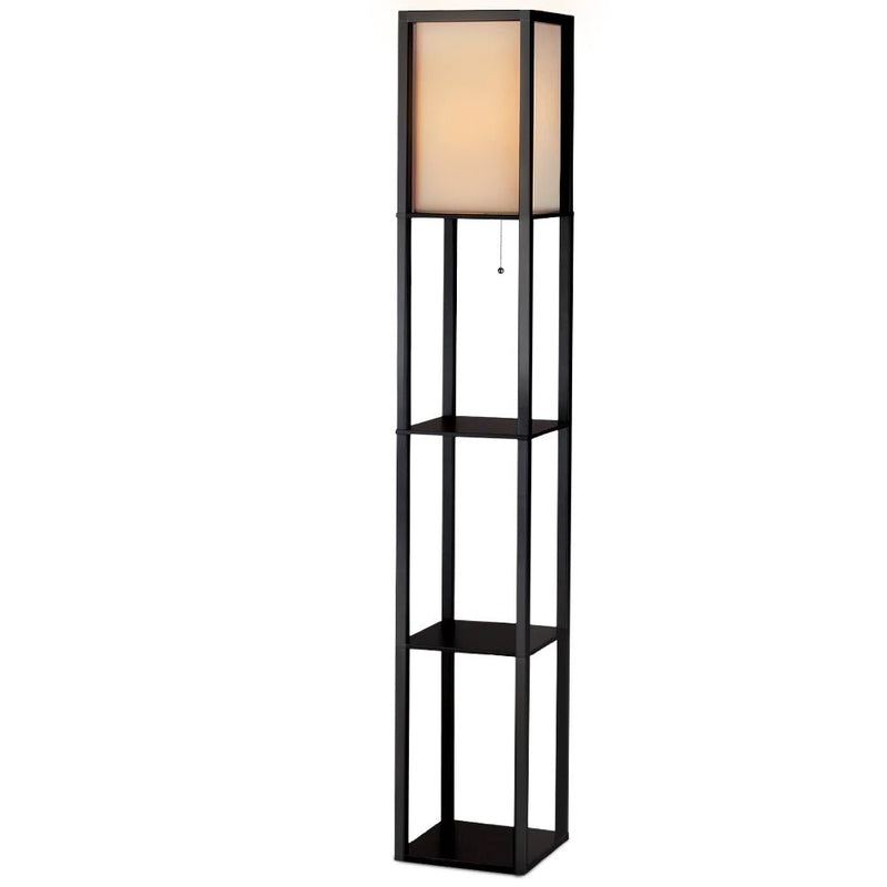 Artiss Led Floor Lamp Shelf Vintage Wood Standing Light Reading Storage Bedroom - Home & Garden > Lighting - Rivercity House & Home Co. (ABN 18 642 972 209)