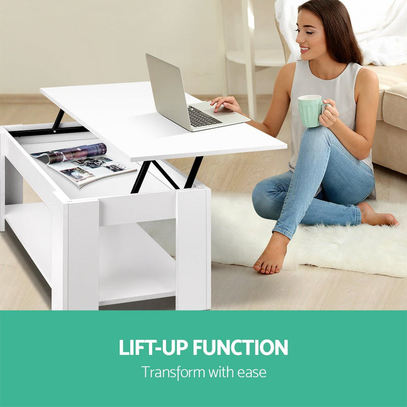 Lift Up Storage Coffee Table White - Furniture > Living Room - Rivercity House & Home Co. (ABN 18 642 972 209) - Affordable Modern Furniture Australia