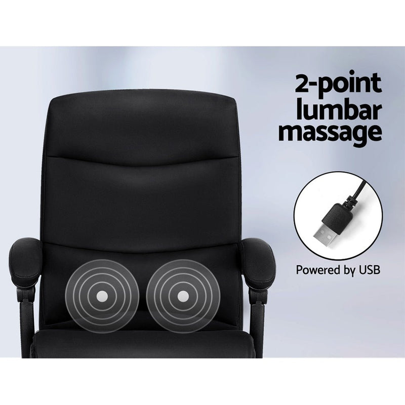 Massage Office Chair Executive Computer Chairs PU Leather Recline Black - Furniture > Office - Rivercity House & Home Co. (ABN 18 642 972 209) - Affordable Modern Furniture Australia