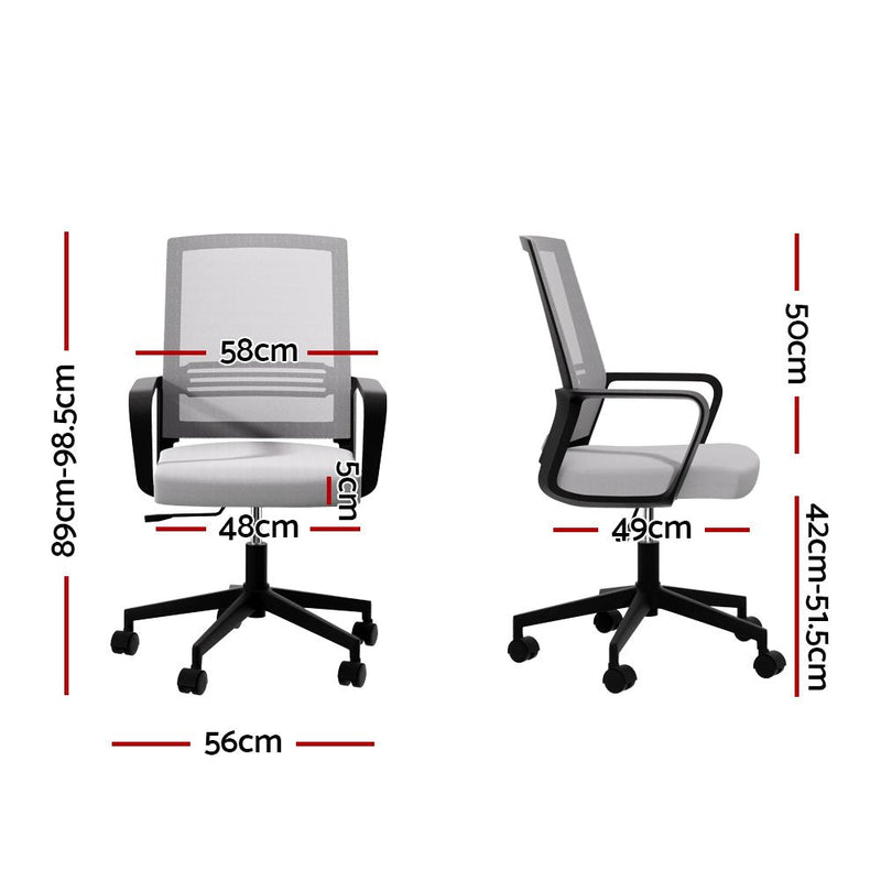 Mid Back Mesh Office Chair Grey - Furniture > Office - Rivercity House & Home Co. (ABN 18 642 972 209) - Affordable Modern Furniture Australia
