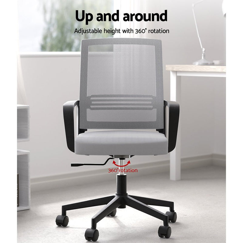Mid Back Mesh Office Chair Grey - Furniture > Office - Rivercity House & Home Co. (ABN 18 642 972 209) - Affordable Modern Furniture Australia