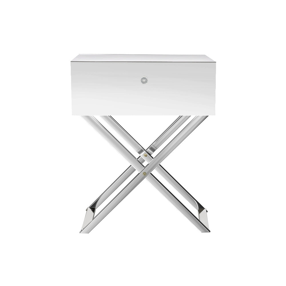 Mirrored Bedside Table Silver - Furniture > Bedroom - Rivercity House & Home Co. (ABN 18 642 972 209) - Affordable Modern Furniture Australia