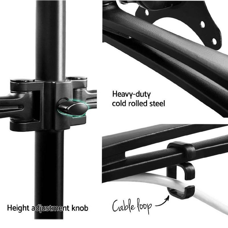 Monitor Arm Mount Dual Black - Furniture > Office - Rivercity House & Home Co. (ABN 18 642 972 209) - Affordable Modern Furniture Australia