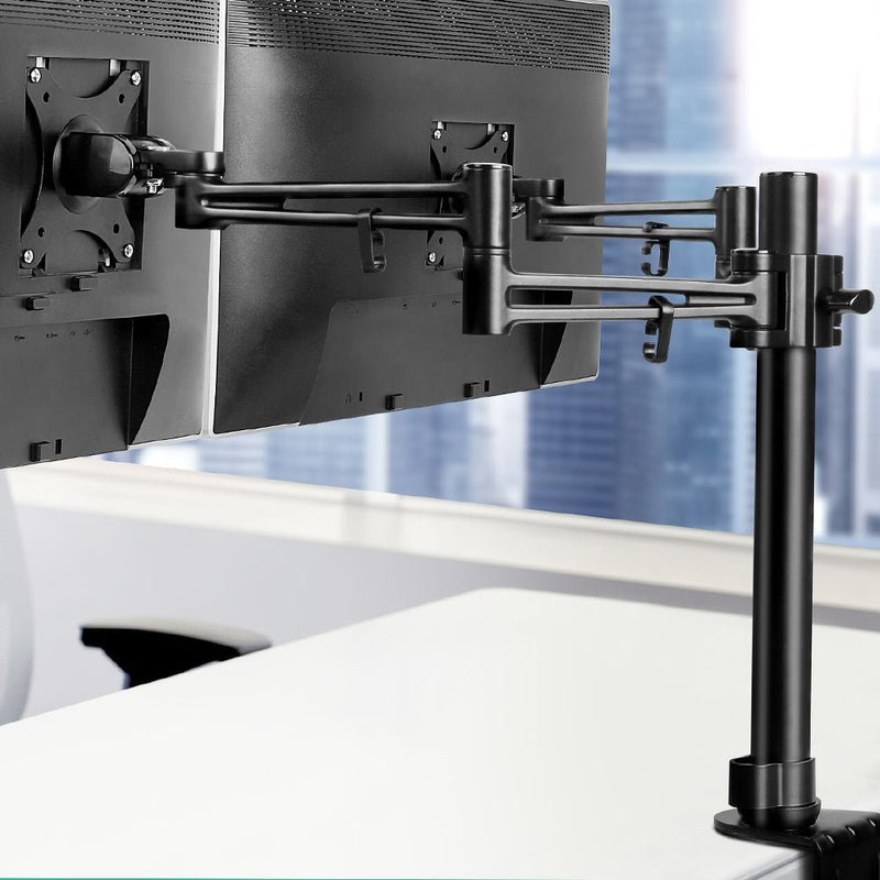 Monitor Arm Mount Dual Black - Furniture > Office - Rivercity House & Home Co. (ABN 18 642 972 209) - Affordable Modern Furniture Australia