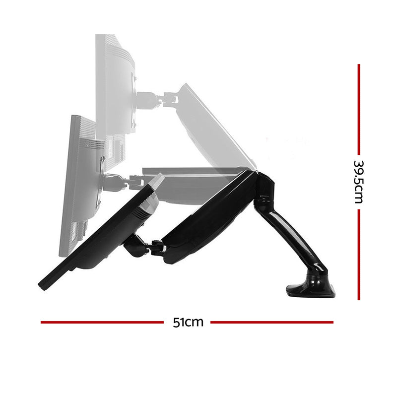 Monitor Arm Mount Single Gas Black - Furniture > Office - Rivercity House & Home Co. (ABN 18 642 972 209) - Affordable Modern Furniture Australia