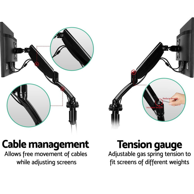 Monitor Arm Mount Single Gas Black - Furniture > Office - Rivercity House & Home Co. (ABN 18 642 972 209) - Affordable Modern Furniture Australia