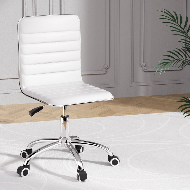 Artiss Office Chair Computer Desk Gaming Chairs PU Leather Low Back White - Furniture > Office - Rivercity House & Home Co. (ABN 18 642 972 209)