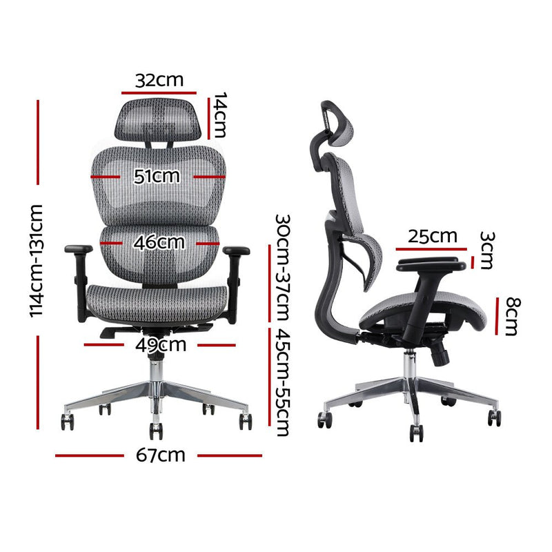 High Back Executive Mesh Chair Grey - Furniture > Office - Rivercity House & Home Co. (ABN 18 642 972 209) - Affordable Modern Furniture Australia